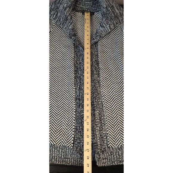 White House Black Market Sweater Coat Chevron Print Mid-Length Cardigan Women S - Picture 8 of 13